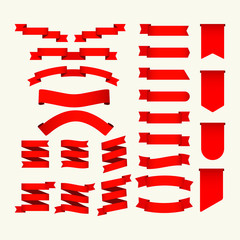 Obraz premium Red ribbons set. Design blanks element banners and label.