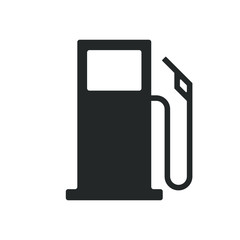 Fuel pump icon. Gas station symbol. Gasoline filling service sign. Simple flat shape logo. Black silhouette isolated on white background.