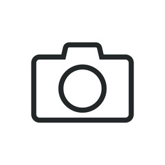 Camera icon symbol. Photograph logo. Simple flat shape sign. Outline silhouette isolated on white background. Vector illustration image.