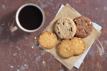 Various cookies and coffee