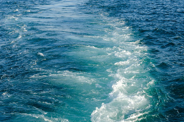 View of sea surface and waves from ferry