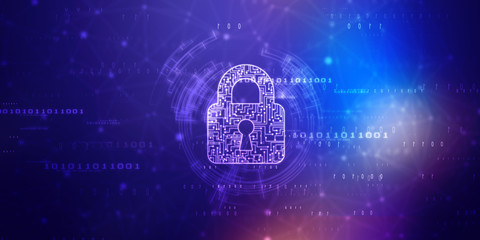 2d illustration Safety concept: Closed Padlock on digital background