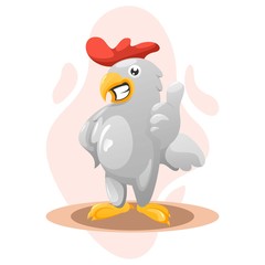 cute rooster with love cartoon vector