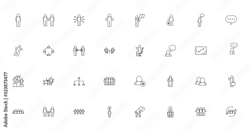 Poster isolated avatars line style icon set vector design