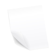 Realistic curved empty paper. Vector