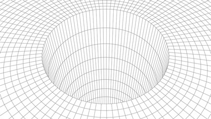 Grid texture. Wireframe surface tunnel. 3d grid on background. Vector wormhole