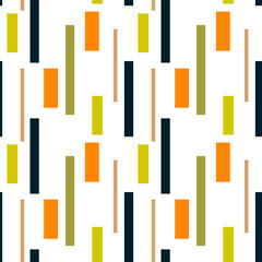 Obraz premium Multicolored seamless pattern with different figures. Vector abstract chaotic texture with geometrical shapes. Simple figures background.