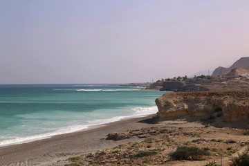 The Oman coast on the Arabian Sea near Ras Al Hadd