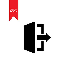 Exit icon mark. Vector illustration. Flat design style on white background.  M