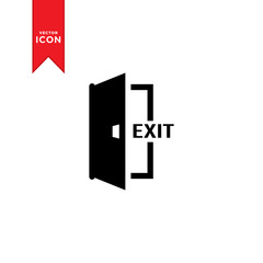 Exit icon mark. Vector illustration. Flat design style on white background.  M