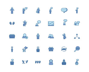 Isolated avatars line and fill style icon set vector design