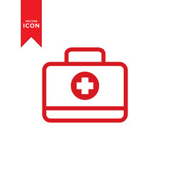 Obraz premium First aid kit icon vector. Medical bag for health symbol. Simple design on white background.