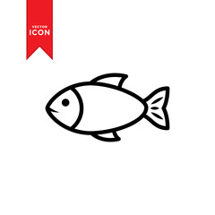 Fish icon vector. Simple design on white background.