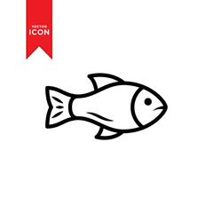 Fish icon vector. Simple design on white background.