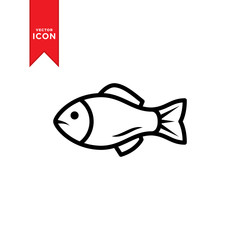 Fish icon vector. Simple design on white background.