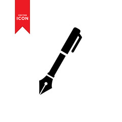 Fountain pen icon vector. Pen icon symbol. Simple design style on white background.