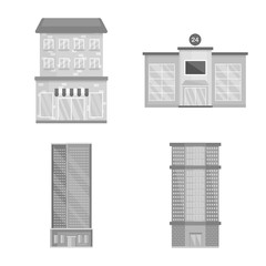 Vector illustration of construction and city sign. Set of construction and center vector icon for stock.