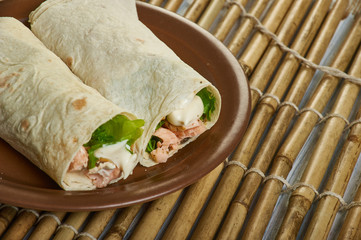 Salmon and Kale Caesar Wraps