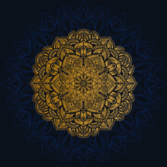 luxury decoration of mandala flowers with shiny gold color. yoga template. relax, islamic, arabesques, indian, turkey.