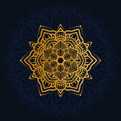 luxury decoration of mandala flowers with shiny gold color. yoga template. relax, islamic, arabesques, indian, turkey.