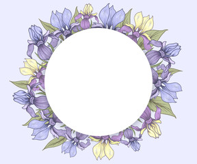 Round template with blue irises