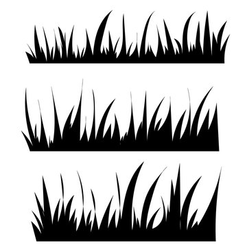 vector, isolated, grass black silhouette