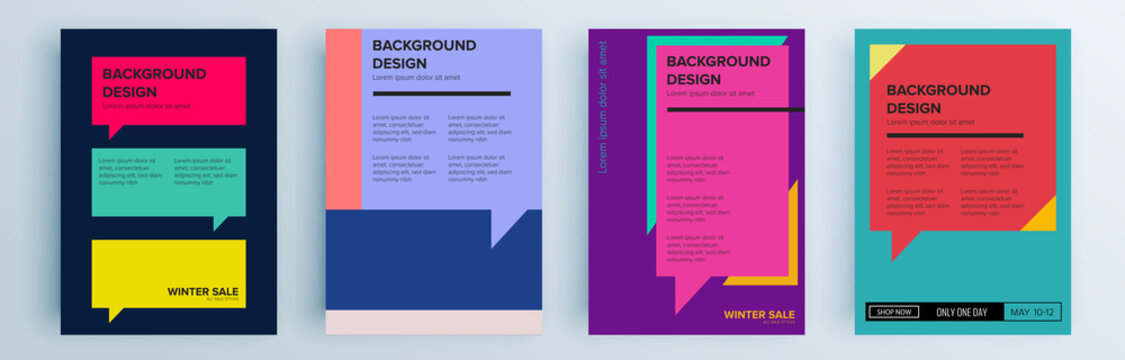 Modern abstract covers set, minimal covers design. Colorful geometric background, vector illustration.