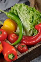 Hot chilies with lettuce branch.