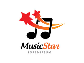 Music star logo template design, icon, symbol