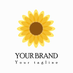 yellow sunflower logo, logo design template 