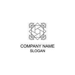 Abstract symmetric geometric logo, with basic shape.