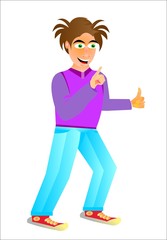 Vector illustration for advertising man shows attention