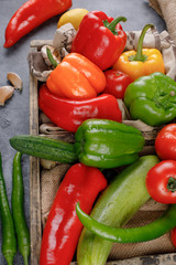 Food tray with mixed fresh vegetables.