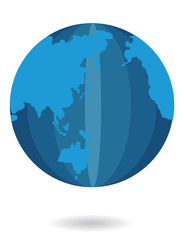 Object icon Earth with map blue color on isolated white background.