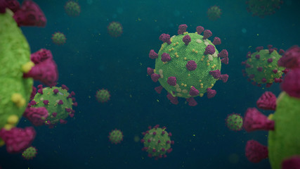 Fototapeta na wymiar Covid-19 coronavirus, virus that causes acute respiratory infections and the common cold, Sars-CoV-2 pathogen 