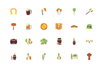 Isolated saint patrcks day fill style icon set vector design