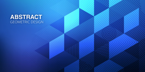 Abstract gradient design - blue background with geometric shapes and lines