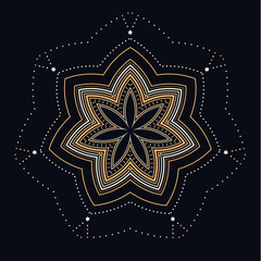 Abstract geometric illustration - Gold and white sacred or celestial elements on dark background