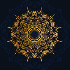 luxury decoration of mandala flowers with shiny gold color. yoga template. relax, islamic, arabesques, indian, turkey.