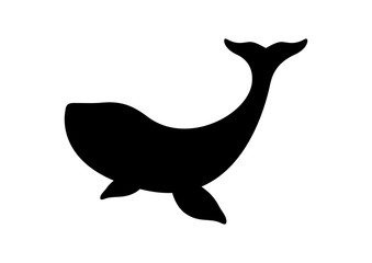 Whale black silhouette icon vector isolated on a white background. Whale black silhouette graphic design element. Cetacean symbol © betka82
