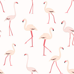 Fototapeta premium Pink flamingos seamless pattern