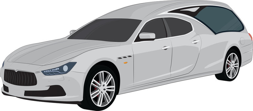 Moderno carro funebre color argento, hearse luxury transport