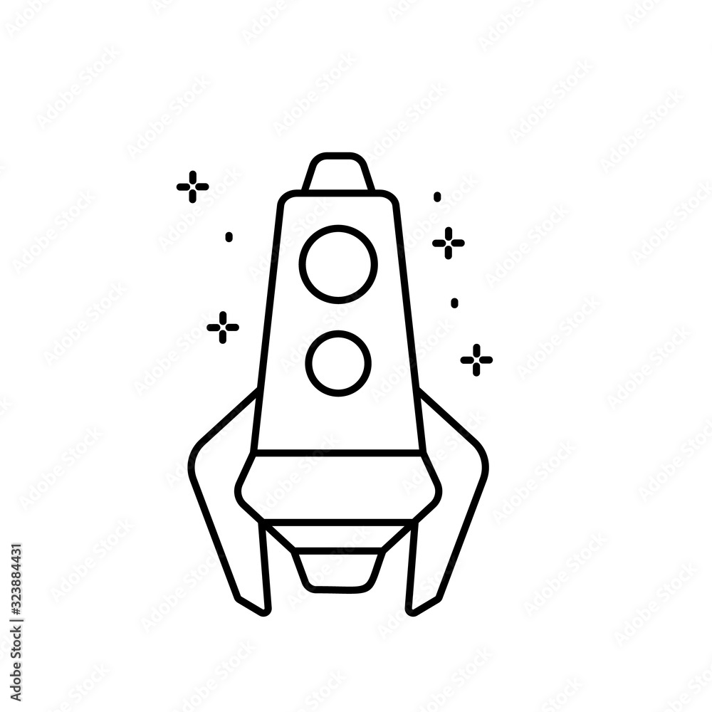 Poster spaceship icon. simple line, outline vector of rocket icons for ui and ux, website or mobile applica