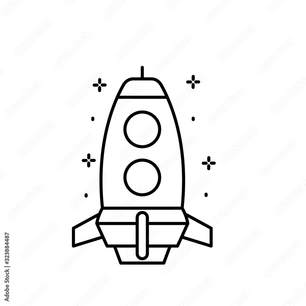Poster spaceship icon. simple line, outline vector of rocket icons for ui and ux, website or mobile applica
