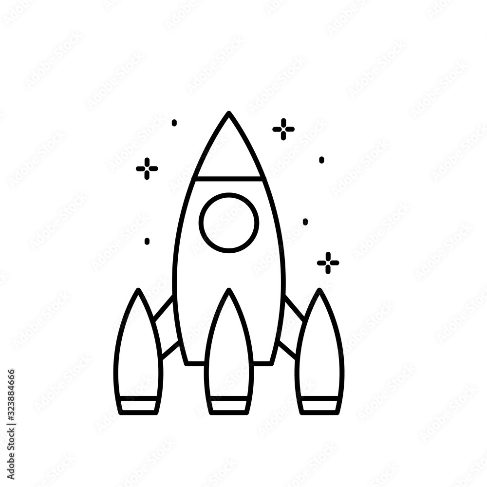Poster spaceship icon. simple line, outline vector of rocket icons for ui and ux, website or mobile applica