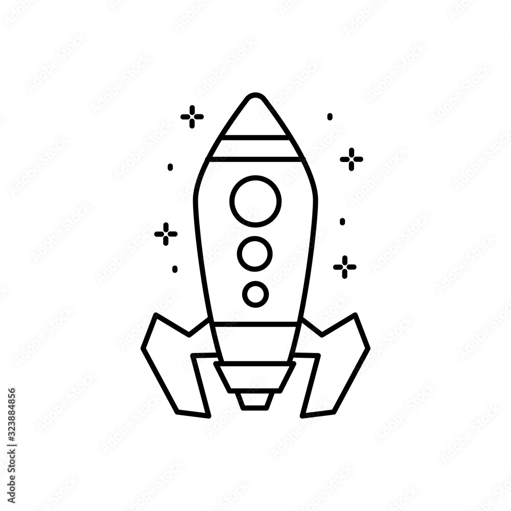 Poster spaceship icon. simple line, outline vector of rocket icons for ui and ux, website or mobile applica