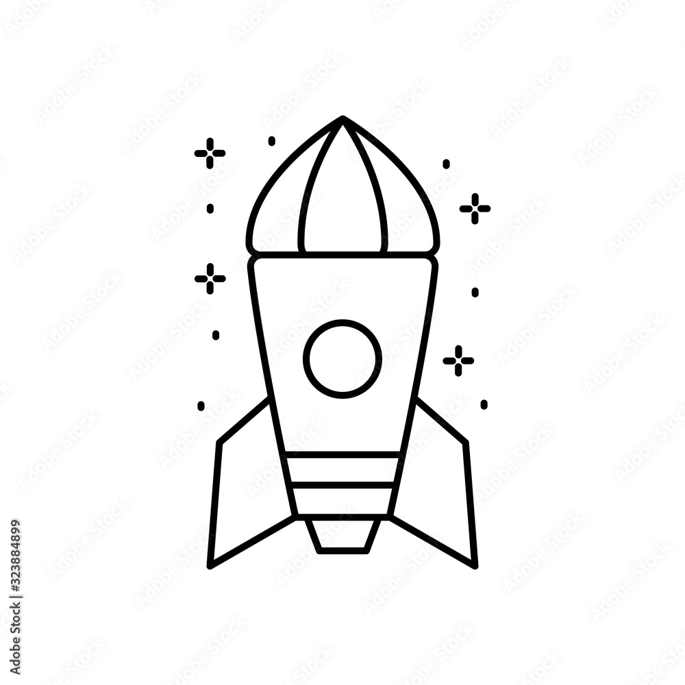 Poster spaceship icon. simple line, outline vector of rocket icons for ui and ux, website or mobile applica
