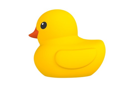Yellow rubber duck isolated on white background, 3d rendering