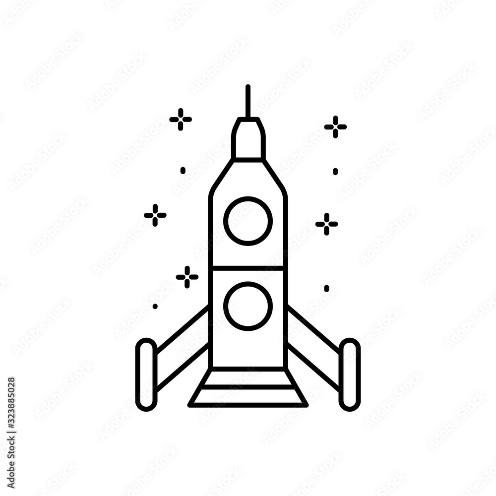 Poster spaceship icon. simple line, outline vector of rocket icons for ui and ux, website or mobile applica
