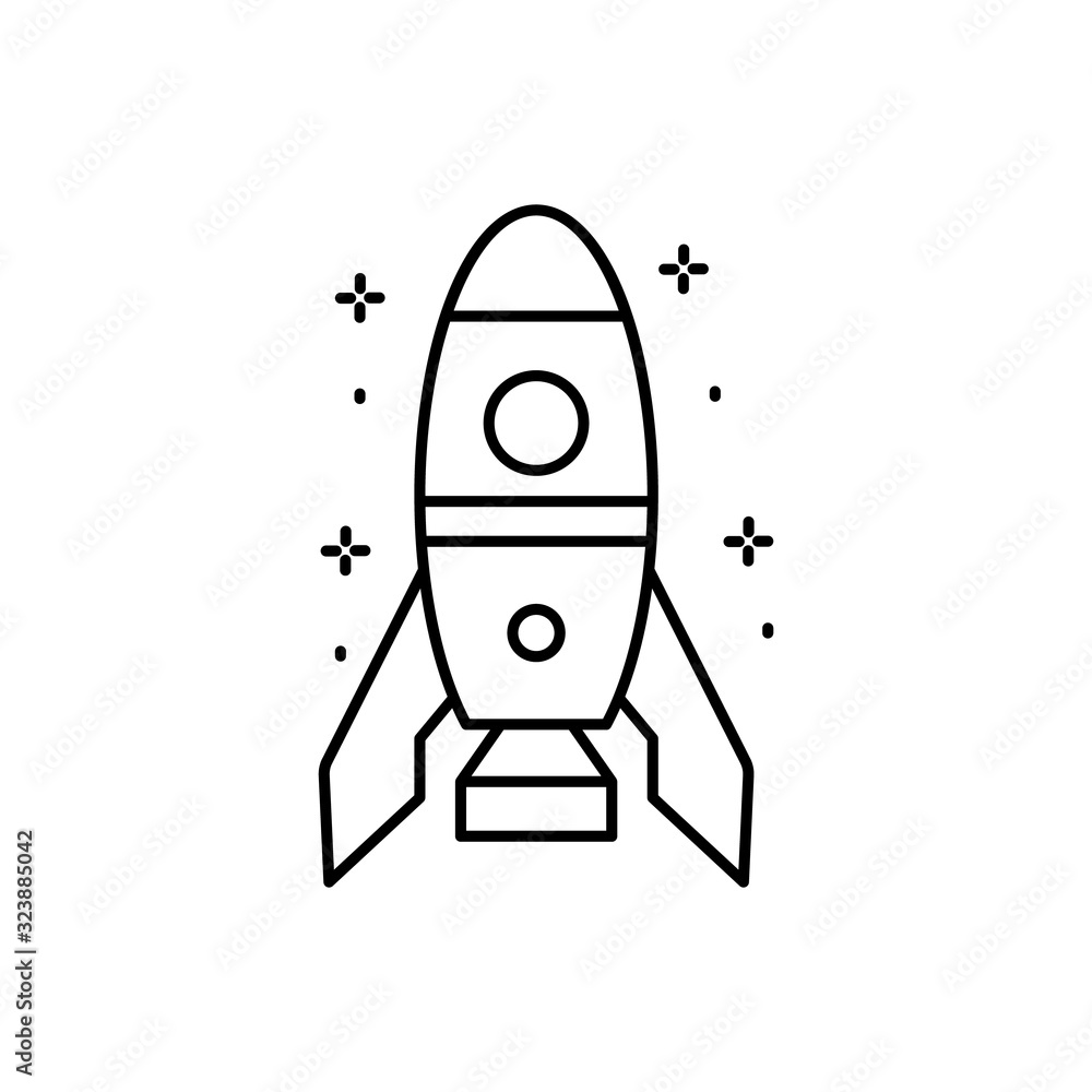 Poster spaceship icon. simple line, outline vector of rocket icons for ui and ux, website or mobile applica